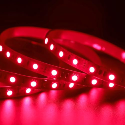 SLL HUT 12 Volt 660nm Red Flexible LED Strip Light, 5m/16.4ft 72W Soft Cuttable 660 nm-670 nm Deep Red Light LED Tape, IP20 Non-Waterproof Grow Lights for Indoor Plants (660nm, 300 LEDs, 5050 SMD)