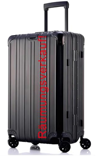 yuweijie Räumungsverkauf! Aluminium Koffer Reisekoffer Hartschalen-Koffer Trolley Rollkoffer Teleskopgriff, TSA, 4 Rollen, Schwarz, XL