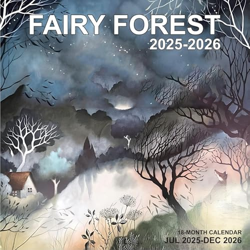 Calendario de pared, calendarios 2025-2026, planificador temático de animales del bosque de hadas de julio de 2025 a diciembre de 2026, 18 meses, 11.69 x 11.69 pulgadas, calendario de escritorio para