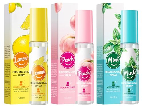 3 Unidades Spray Bucal,Spray Aliento Fresco,Sabor A Fruta Espray Bucal,18 Ml Cada Una,Combate El Mal Aliento Y La Boca Seca,Portátil Y Práctico,Efecto Duradero