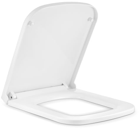 GREENSAPPIRE Toilettensitz Eckig 36x42 cm mit Soft-Close Absenkautomatik – Quadratischer WC Sitz Weiß, Leicht zu Reinigen, inkl. Montageset für Bad & Gästetoilette
