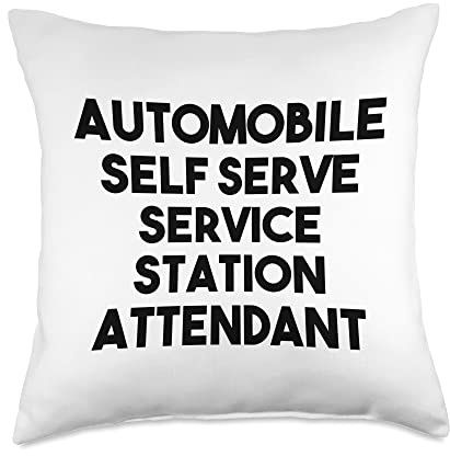 Automobile Self Serve Service Station Attendant Throw Pillow