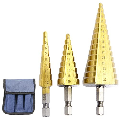 Broca escalonada, escariador, broca trapezoidal Laiwi, broca de maíz, broca de vástago hexagonal (4-12,4-20,4-32, dorada)