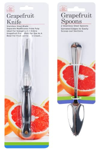 Better Houseware Grapefruit Spoon and Knife Set - Stainless Steel Knife w/Nylon Handle, Serrated Edge, Dishwasher Safe | Kitchen Utensils (Multi)