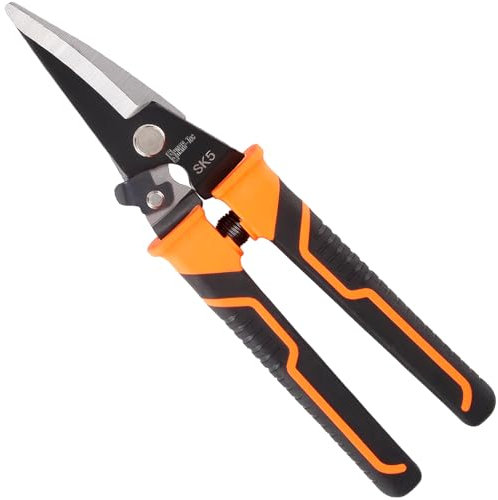 Sharp-tec 8 inch Tin Snips, Aviation Snips Metal Cutter, Straight Tin Cutting Shears with Safty Lock, Metal Shear HRC55 Hardness for Sheet Metal, Cardboard, Carpet, Hardware Cloth, DIY Projects