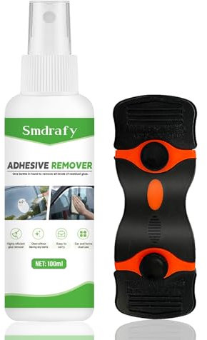 Smdrafy Quita Pegamento Adhesivo, Quita Adhesivos, Spray Adhesivo Pegamento, Elimina Rápidamente Etiquetas y Residuos de Adhesivo de las Superficies, con un Raspador Multifuncional 100ml