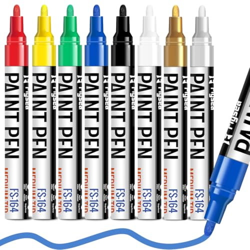 Alitastro Paint Pens Permanent Markers - 8 Pack Quick Drying Waterproof Oil Based Paint Markers, Medium Tip, Marker Pen for Metal, Rock Painting, Wood, Plastic, Canvas, Mugs, Stone (8 Colors)