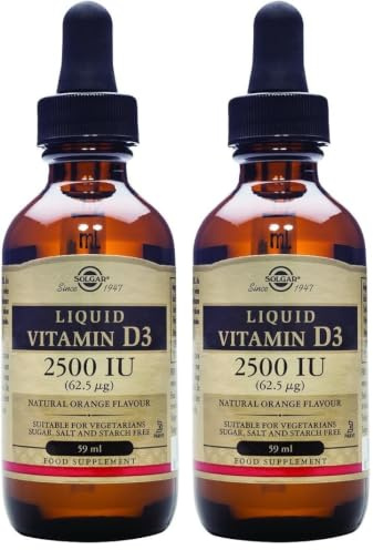 Solgar Liquid Vitamin D3 - Natural Orange Flavour - 59ml x 5000IU (Pack of 2)