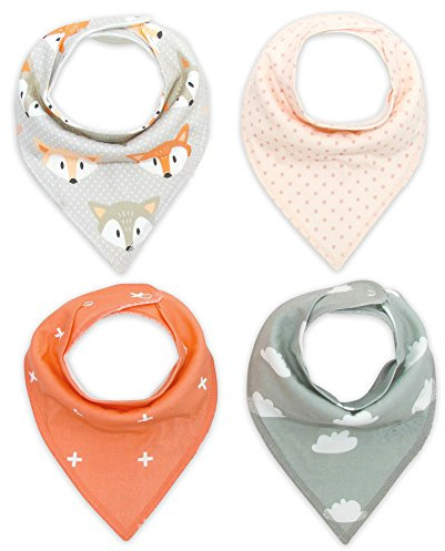 4-pack unisex baby småbarn bandana dregel haklappar med spännen 100 % mjuk ekologisk bomull unik dusch presentset superabsorberande för tandsprickning matning mode justerbar
