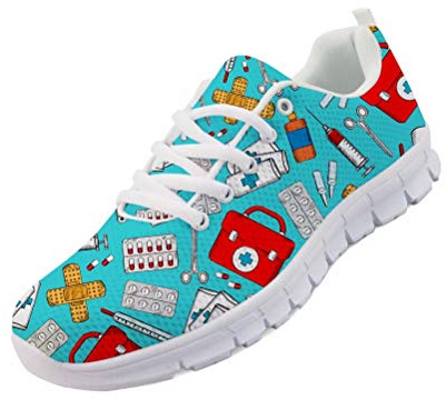 chaqlin Femmes Baskets Sport Gym Casual Sneakers pour Hommes Léger À Lacets Running Fitness Athlétisme Chaussures Conception Infirmière avec Couleur Bleu Taille 48 EU