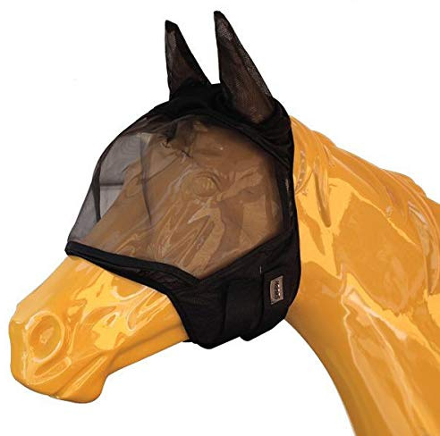 Horses, Máscara Anti Moscas para Caballo, Modelo Soft Pro Mask, Fabricada en Nailon y Algodón con Orejas, Ligera y Transpirable (L)