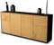Stil.Zeit Sideboard Georgina, Korpus anthrazit matt, Front Holz-Design Eiche (180x79x35cm) Push-to-Open Technik