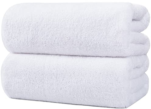 Polyte - 2 draps de Bain en Microfibres Premium - sèche Rapidement/ne Peluche Pas - Blanc - 88,9 x 177,8 cm