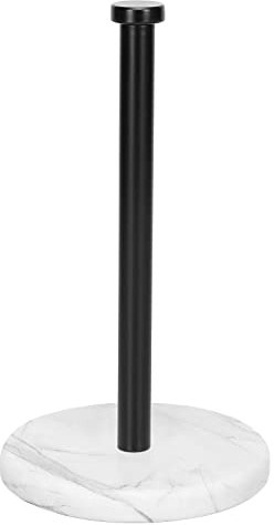 NearMoon Standing Paper Towel Holder, Kitchen Paper Towel Tissue Holder- for Bathroom Countertop, Standard or Jumbo-Sized Roll Paper (with Marble Base, Matte Black)
