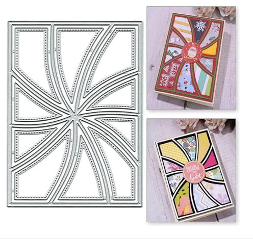 Rectangle Grid Frame Cutting Die Cuts, DIY Crafts Template Stitched Whirl Rectangle Frame Scrapbook Cards Cutting Dies Cut Stencils for DIY Embossing Card Making Decorative Paper Dies Scrapbooking