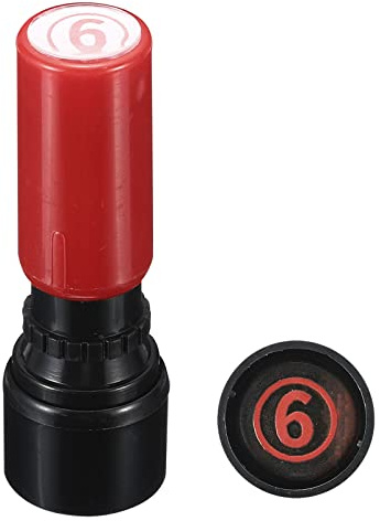 PATIKIL Number Stamps Self Inking, Numeral 6 7mm Number Ink Stamp with Circle Teacher Initial Stamper for Class Notebook Scrapbooking DIY Craft, Red Shell