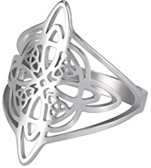 Dreamtimes Anillo de Nudo de Bruja para Mujeres Anillos de Barra de Acero Inoxidable Celta Cuaternario Brujería Anillo de Nudo de Bruja Brujería Amuleto Regalo Joyería (7)
