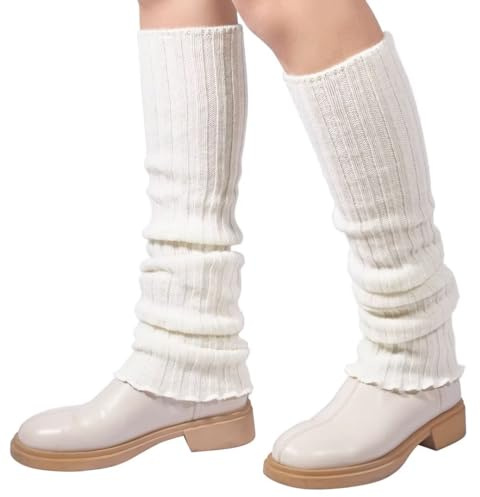 Mulor Wool Knit Leg Warmers for Women Knitted Legwarmers for Girls Ladies Calf Length or Knee High
