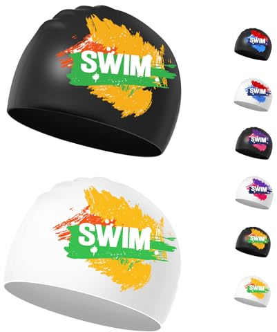 Bonnet Bain Enfants 6-14 Ans - 2 Pièces Bonnet Piscine Enfant Garçons Filles Imperméable pour Cheveux Courts et Longs