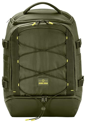 Johnny Urban Rucksack Herren & Damen Grün - Jack - Daypack für Travel Freizeit Sport - Tagesrucksack mit vielen Fächern - 16 Zoll Laptopfach & Trolley Strap - Wasserabweisend