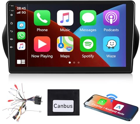 Podofo Autoradio Carplay per Citroen Nemo/Peugeot Bipper/Fiat Fiorino Qubo 2008-2017, 10,1 Touchscreen 2+64G con Carplay Android Auto senza fili, Bluetooth/GPS/WiFi/FM/SWC/HiFi+Telecamera posteriore