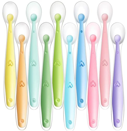 Xanewza 10 Stück Babylöffel Baby Fütterlöffel aus Extra Weich Silikon mit Aufbewahrungsbox, Silikon-Löffel für Babys für die Ernährung und Entwöhnung, Geeignet für Babys ab 1 Monat
