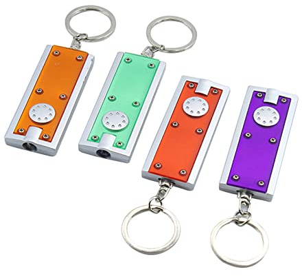 UNTERING Kleine helle Taschenlampen, Schlüsselanhänger, Taschenlampe, Schlüsselanhänger, LED-Lichter, Schlüsselanhänger für den Außenbereich, 4 Stück