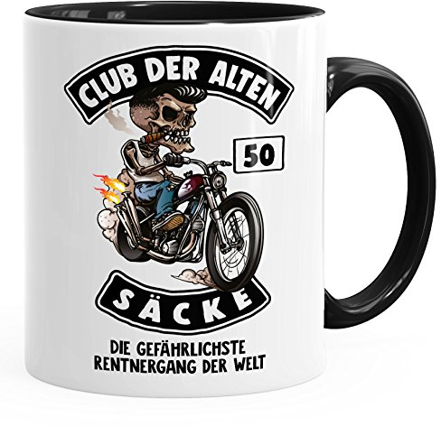 MoonWorks Kaffee-Tasse Club der Alten Säcke Geschenk-Tüte Club der Alten Säcke für Ältere Geburtstag Männer 50 schwarz Unisize