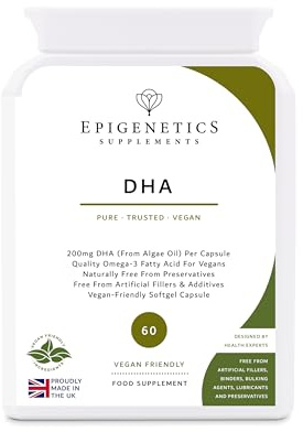DHA 200mg (Vegan) | Pure Docosahexaenoic Acid from Algae Oil | 60 Vegan Friendly Softgels UK Made | 2 Month Supply | 1 Capsule Daily (High Strength)