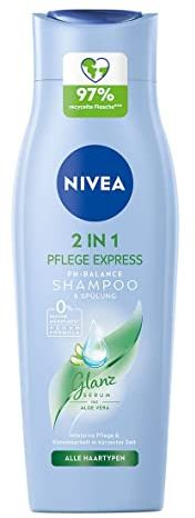 NIVEA 2in1 Express Shampoo & Spülung, intensive Haarpflege mit Aloe Vera und Glanz Serum, Haarshampoo & Spülung für Pflege in Expresszeit (250 ml)