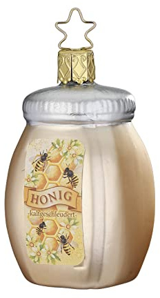 Inge Glas - Christbaumschmuck, Weihnachtsbaumschmuck - Honigtopf - Glas - Farbe: gelb - Höhe 7,5 cm