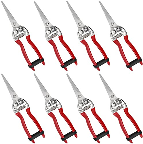 MUKLEI 8 PCS 7.87 inch Gardening Plants Scissors, Stainless Steel Straight Pruning Shears for Trimming Plants, Picking Fruit and Arranging Flowers, Use on 5mm Branches