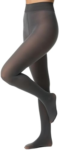 Nur Die Warm & Transparent extra haltbar 80 DEN warme Fein-Strumpfhose beige durchscheinend Komfortbund Damen, grau, L