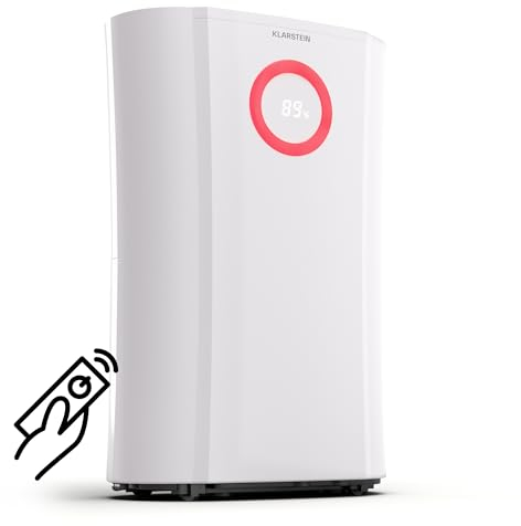 Klarstein Luftentfeuchter Elektrisch, 370W Luftentfeuchter für Wohnung, Bad & Keller, Luft-Entfeuchter Leise, Elektrischer Dehumidifier mit Oszillation & Timer, Bautrockner mit 20 L Kapazität