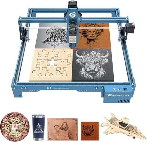 SCULPFUN S1 Laser Engraver, Engraving Machine with 0.01mm High Precision, High Speed Laser Cutter for Wood Metal and Leather, Engraving Area 410 * 420mm