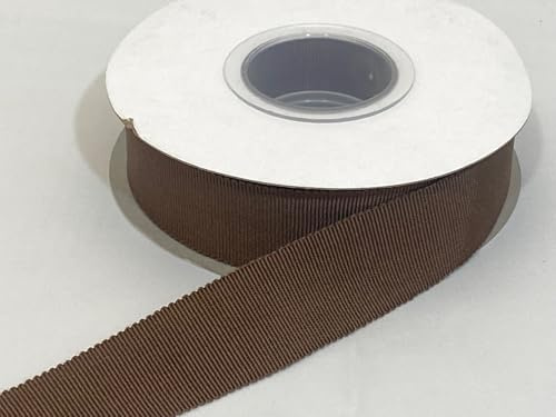 1 Full Roll Reel of 25mm x 20 metres Brown Petersham Traditional Rayon Ribbed Ribbon Double Sided Corded Milliners 25 mm 2.5cm 1 1 Inch