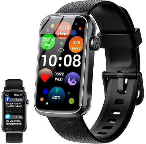 Fempoin Smartwatch für Damen und Herren, 1,47 Zoll HD Smartwatch, 110+ Sportmodi Smart Watch mit Schlaf/SpO2/24H Herzfrequenzmesser, wasserdicht IP68 Fitness Tracker für Android iOS, Schwarz