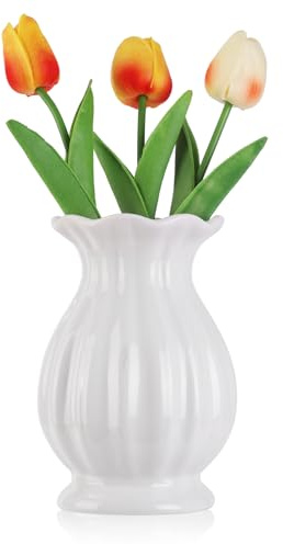 Unique Lotus Designed Ceramic Modern Decorative Bouquet Vases Minimalism Flower Vases for Office Living Room Cabinet Wedding Decorations - 7.8’’