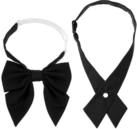 Bremorou Black Bow Ties Western For Men Women Elegant Black Pre-Tied Adjustable Bowties Polyester Bow Tie Adjustable String Western Ties For Men School Uniforms Weddings And Parties