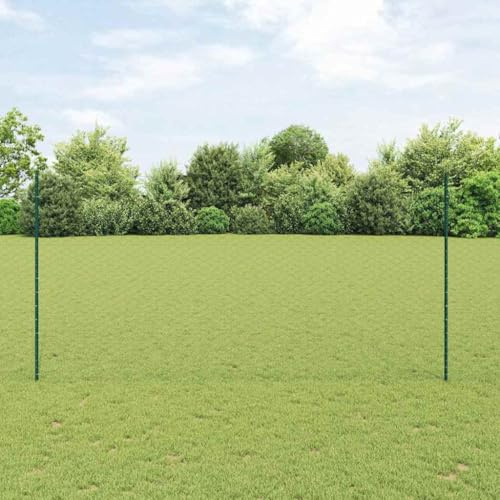 Treillis métallique - Clôture avec poteaux - Vert - 1,5 x 10 m - En acier - Pour pâturage, forêt, pâturage, forêt - Facile à monter - Utilisation polyvalente