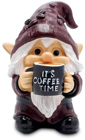 Garden Gnomes Outdoor, Gnomes Garden Ornaments Outdoor, Funny Barista Gnome with Coffee Cup, Garden Decorations, Coffee Accessories for Cafes Bar, Kitchen, Office Desk, Indoor