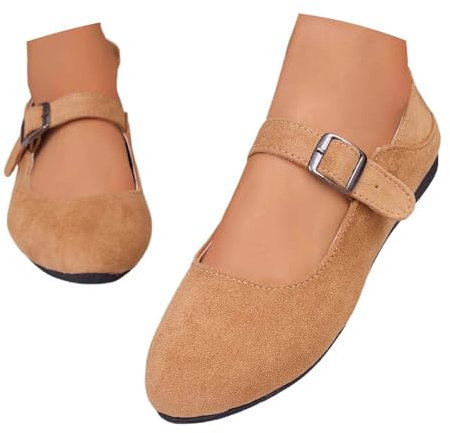 Generisch Chaussons confortables pour femme avec lanières, ballerines polyvalentes pour tout le monde au bureau et au quotidien, kaki, 41 EU
