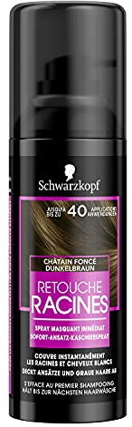 Schwarzkopf - Retouche Racines Cheveux Blancs - Spray Masquant Temporaire Racines Cheveux - S’efface au premier shampooing - Châtain foncé, 120 ml (Lot de 1)