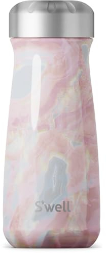 S'well Traveler Drinks Bottle, Geode Rose, 470ml. Bottiglia da viaggio isolata sottovuoto che mantiene le bevande fredde e calde - Borraccia in acciaio inox senza BPA
