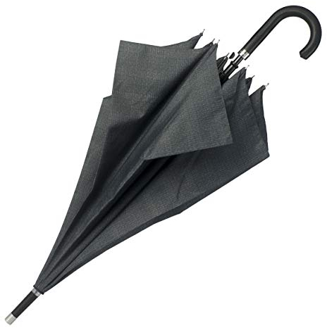 HUGO BOSS Regenschirm Illusion Grey, Grau, Polyester, Holz, 130 cm, Formal, Einzigartiges Design, Eleganter Schutz, Ideal für Stadt und Reise