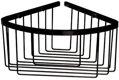 Kibath Cesta de ducha con forma triangular para esquina modelo BLACK. Fabricada en aluminio acabado negro mate. Tiene poco peso y no se oxida
