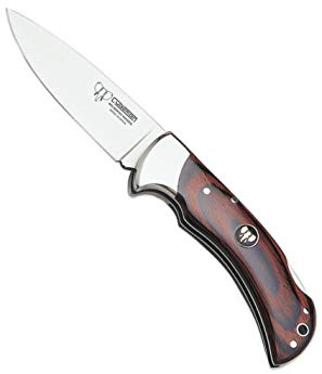 Cudeman rakkniv 323-RF MoVa 1.4116 9,5 cm stålblad och 11,5 cm röd stamingrepp med läderväska för jakt, fiske, överlevnad och bushcraft + flaskhållare present