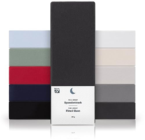 Blumtal® Basics Spannbettlaken 140x200cm - 2er Set: Jersey & Baumwolle - Oeko-TEX zertifiziertes Spannbetttuch - Matratzenbezug - Leintuch Anthrazit