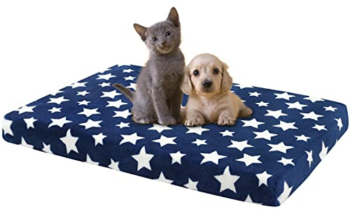 EMPSIGN Cuscino per Cani Taglia Piccolo, Reversibile Lettino per Cani, Cuscino Tappetino Impermeabile, Cuccia Cane con Guaina Rimovibile Sfoderabile, Blu Navy, 61x46x6.6cm