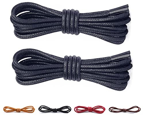 CCSOFTIME 2 Pares Cordones Redondos Encerados,Largos Cordones Azul para Zapatos de Vestir Traje Oxford Botas,Cordoneras para Botines de Hombre Mujer Niños Adultos,Cordones Zapatos Vestir 120cm
